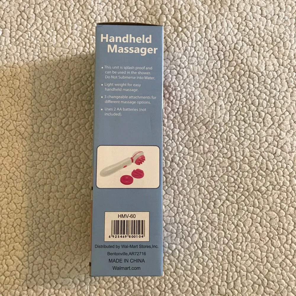 Handheld Massager HMV-60 Splash Proof 3 Interchangeable Heads White Pink NEW